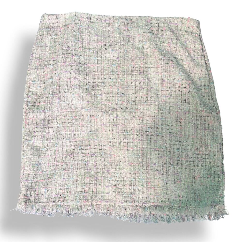 ELLE Pastel Tweed Boucle Mini Skirt Sz 14 — Old Money Quiet Luxury